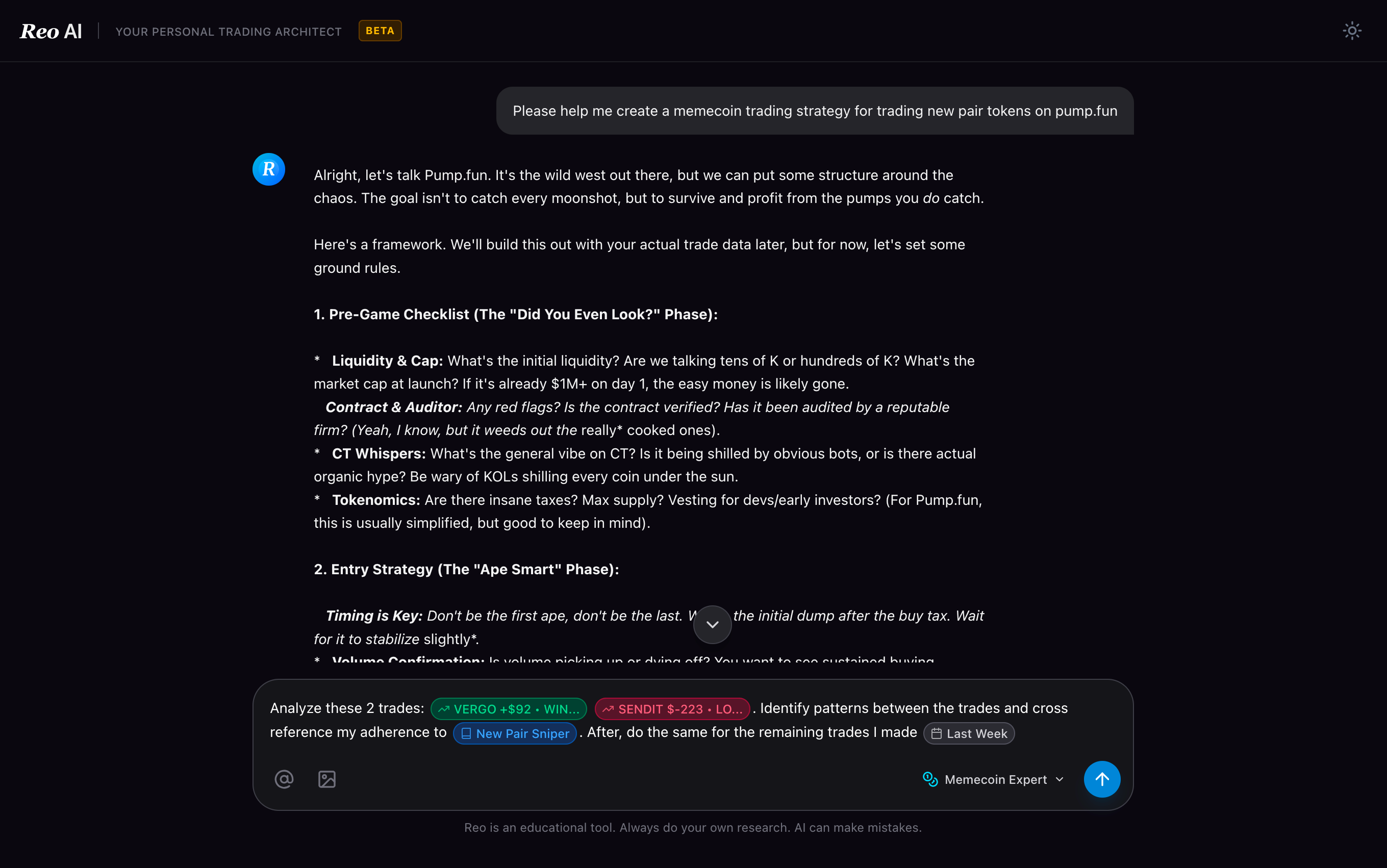 Reo AI Chat and Analysis Interface